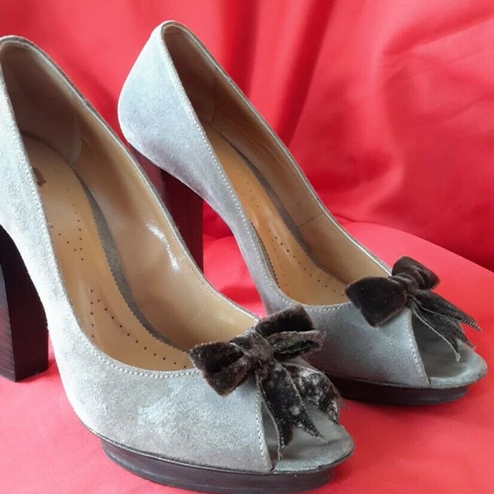 Sergio Rossi Beige & Brown Leather Suede Shoes